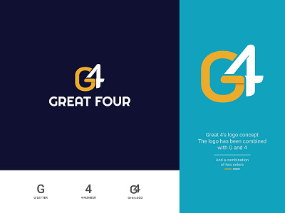 Great Four Logo Design 4 creative design g letter logo g4 logo design g4 logo design logo logo design modern number logo vector
