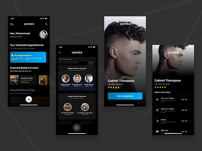 Kepper adobe xd appointments barbers branding ios ui ux design