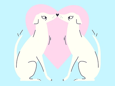 Hounds of love adobefresco blue colors cute design digitalart digitalillustration dog dogs heart hound houndsoflove illustration inspiration love pastel colors pink pup simple symetric