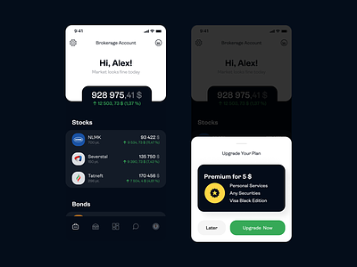 Investment App app dark finance ios iphone ui