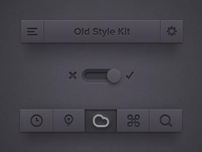 Old Style UI Kit [Freebie] app button dark freebie ipad iphone kit old psd style switch ui