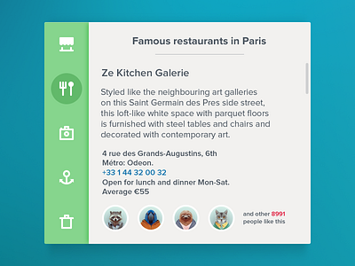 Restaraunt Widget [Freebie] app blue food freebie paris restaurant ui white widget