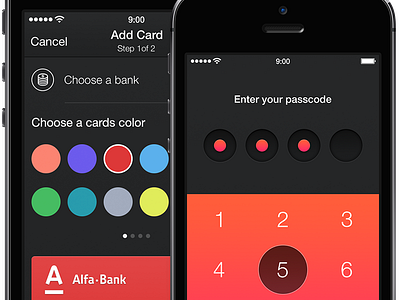 Walle Finance App [Passcode and Add Card Screens] app finance ios7 ipad iphone staff ui walle