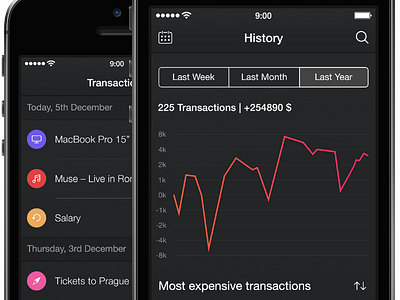 Walle Finance App [Year Graph and Feed Screens] app finance ios7 ipad iphone staff ui walle