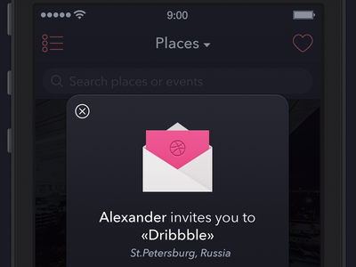 One Dribbble Invite app contest dribbble invite ios7 ipad iphone pop up