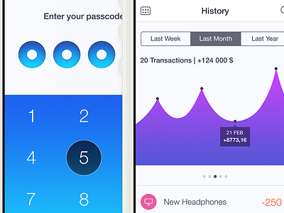 Walle Finance App Light [History and Passcode Screens] app creative finance ios7 ipad iphone market ui walle