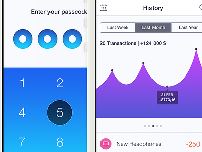 Walle Finance App Light [History and Passcode Screens]