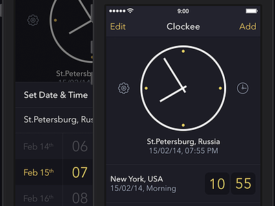 Clocks App [Main Screen] app clock ios7 ipad iphone ui