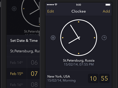 Clocks App [Main Screen] app clock ios7 ipad iphone ui