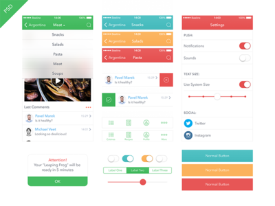 Food App Kit iOS 7 [Freebie] app blur food freebie health ios7 ipad iphone kit ui