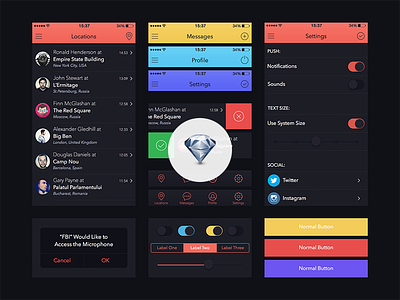 UI Kit for Marvel App [Sketch.app] app freebie ios7 iphone template