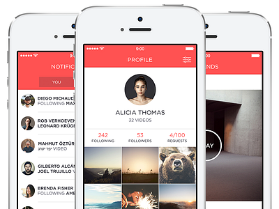 Video Sharing App app feed ios7 ipad iphone ui video
