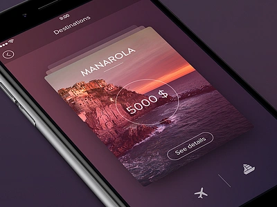 Travel App [Card Views] app cards dark freebie graph ios7 ios8 ui white