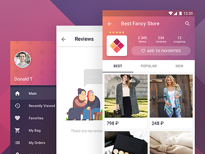 eCommerce App [Store and Reviews] android app ecommerce google gradient placeholder store ui