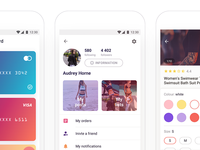 eCommerce App [Profile, Cards & Item Card Screens]