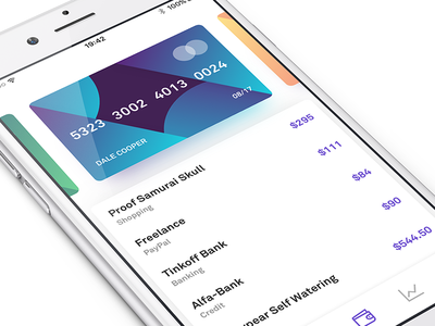 Transaction History Screen app card gradient history ios ipad iphone light photo simple transaction ui