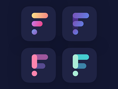 «F» logo and icon app f gradient icon ipad iphone logo pattern ui ux