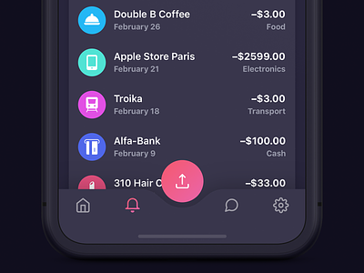Tab Bar for Bankie UI Kit [Dark] app dark finance gradient ios ipad iphone ui
