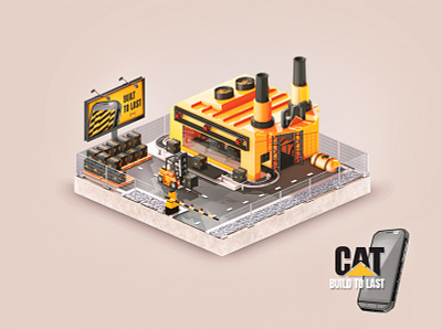 Cat Commercial black hot isometric lowpoly ui ux