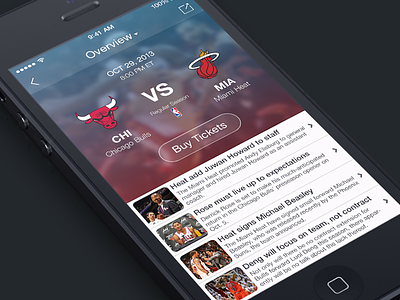 NBA Game Info app interface ios ios7 iphone mobile ui