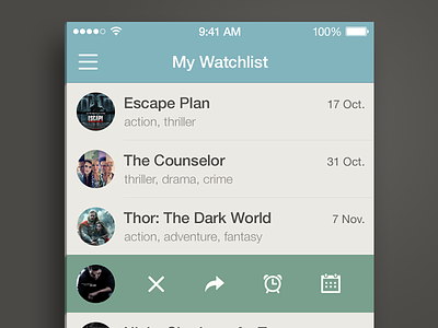 My Watchlist app interface ios ios7 iphone mobile ui