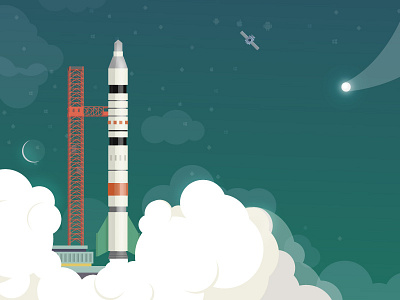 Rocket flat illustration space start