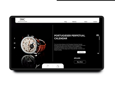 IWC Landing Page adobe xd app app design branding daily challange daily ui design concept flat interaction landing page landing page concept minimal time typography ui ux watch watch landing page web website