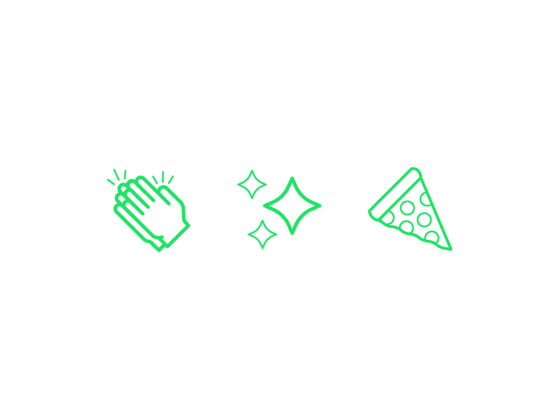 Friendly Emojis friendly design hour friendlydc friendly line art illustration icon sparkle hands pizza emoji