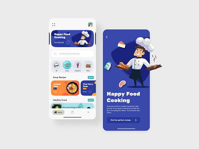 Food Recipe App android app book clay clean cooking fonts icons illustration iosapp recipe uidesign uxdesigns vector