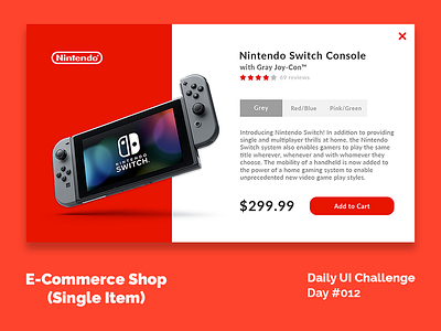 Daily UI Design Challenge #012 - E-Commerce Shop (Single Item) daily ui challenge dailyui dailyui 012 e commerce e commerce design nintendo nintendo switch product