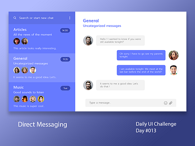 Daily UI Design Challenge #013 - Direct Messaging