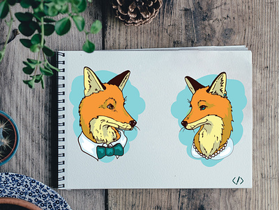 Mr. & Mrs. Fox design fox fox logo foxes illustration vector