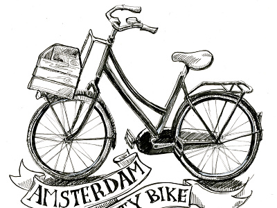 Bike amsterdam illustration lettering