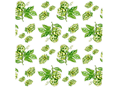 Hops plant seamless pattern