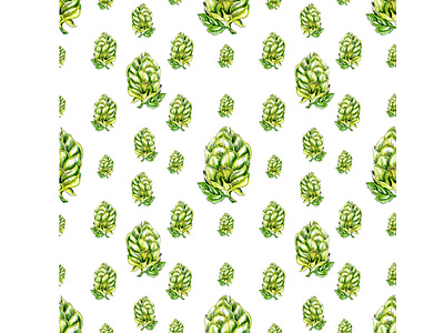 Hops cones seamless pattern