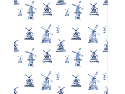 Duitch winmills seamless pattern