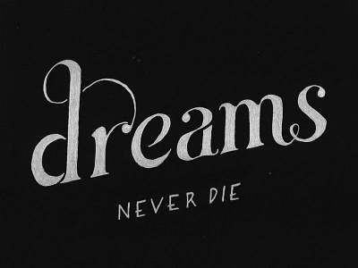 Dreams Never Die black and white dreams lettering silver typography