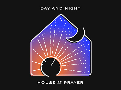 House Of Prayer day gradient house line art moon night sun