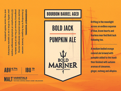 Bold Mariner Pumpkin Ale Label beer beer art brewery label nautical ship typography