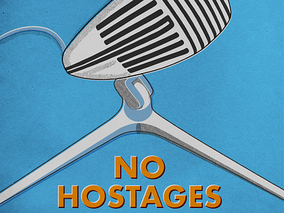No Hostages Podcast art halftone microphone overprint podcast radio retro