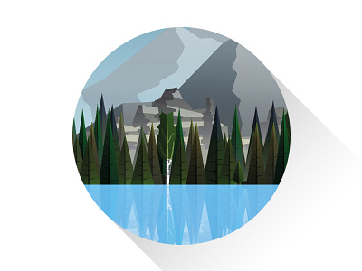 Forest conceptual flat forest landscape mountains nature scene