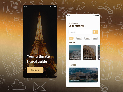 Travel App UI app design app screen europe mockup travel app travel guide uiux ux