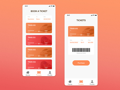 Digital Train Tickets App UI