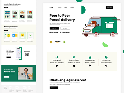 Logistic serivce clean design green color green ui home delivery illsutration landing page logistic service minimal design parcel delivery product delivery redesign website ui design