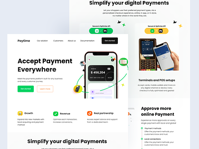 "Paytime" bank clean design credit card debit card fintech landing page minimalistic design payment paypal ui