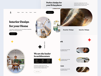 Interior design Agency Landing page architecture illustration interior landing page minimalistic design modern design popular design ui ux ui design