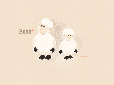 Cute sheeps wallpaper beige cute cute animal illustration pink sheep vector wallpaper