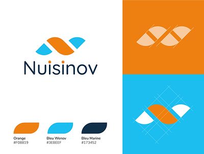 Branding Nuisinov app bleu blue branding identity identitydesign logo orange saas saas app typography vector