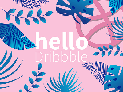 Hello Dribbble debut dribbble first shot hello pink plants tropical