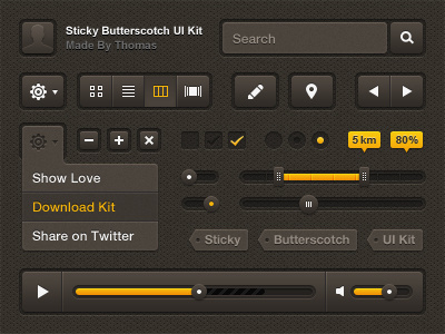 Sticky Butterscotch UI Kit - Free PSD